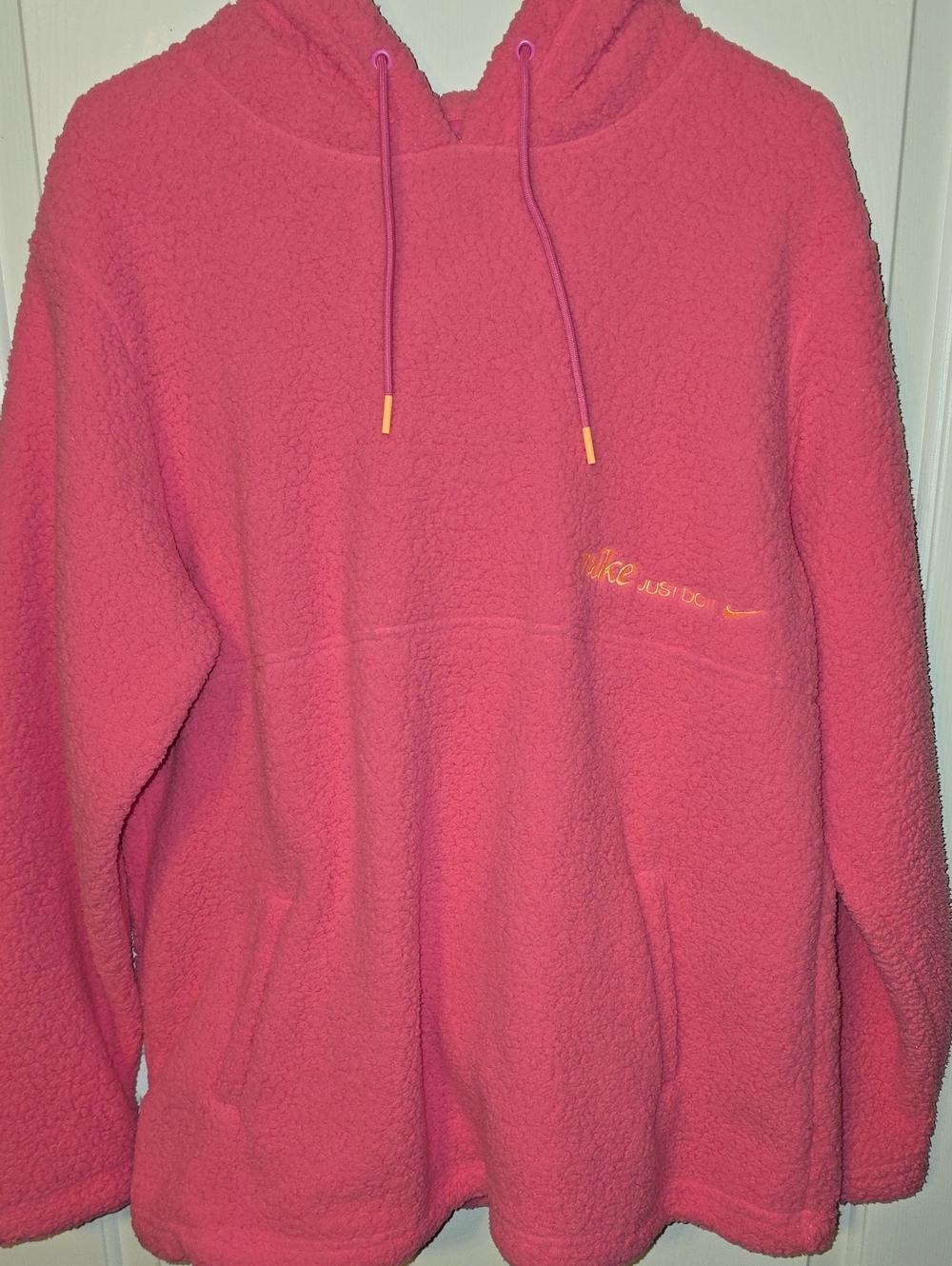 Nike Therma-FIT Pink Sherpa Fleece Oversized Hoodie SIZE M NWT